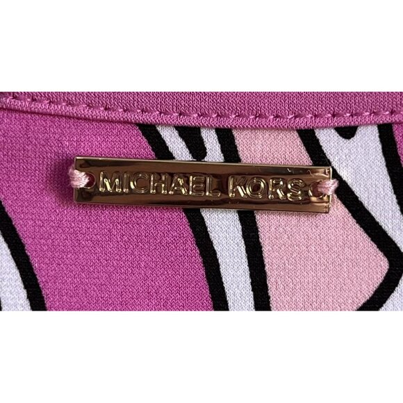 Michael Kors Womens Large Abstract Retro Pink Black Tunic/Mini Dress Boho Retro - Picture 6 of 6